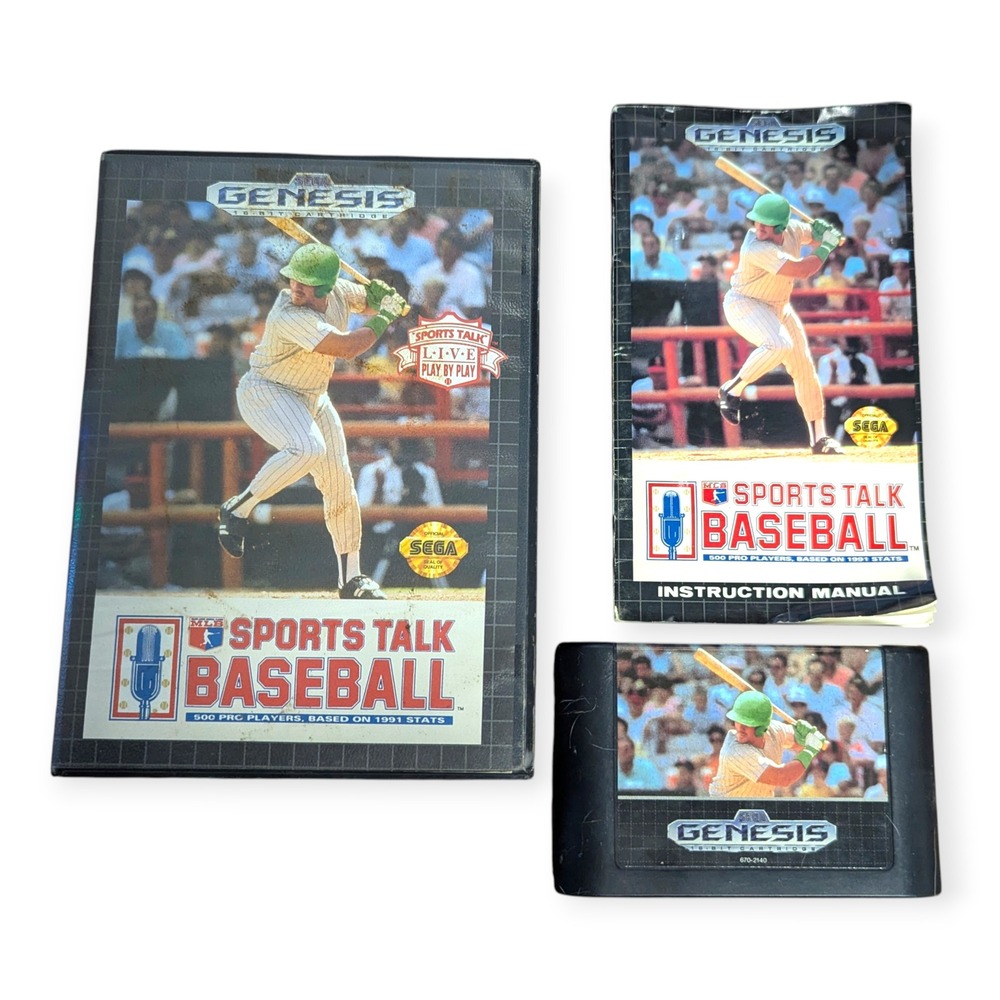 Sega Genesis MLB Sports Talk Baseball Game CIB Case‎ Manual 1992 16-Bit 01211-8
